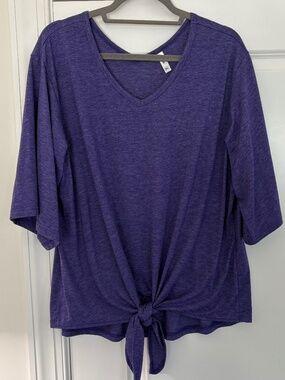 NEW Purple V-Neck Tie-Waist T-Shirt